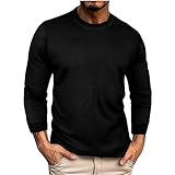 Mens Shirts Tops Long Sleeve Crewneck Bottoming Shirt Casual Solid Pullover Sweaters Waffle Fall Thermal T-Shirts
