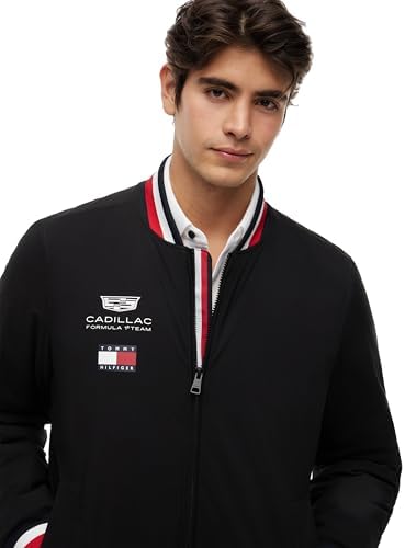 Tommy Hilfiger Jaqueta masculina F1 Replica Varsity, preta pequena