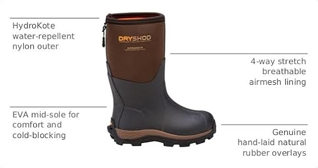Dryshod Kids Haymaker Farm Boots | Rubber | Waterproof | Pull On | HAY-KD-BR