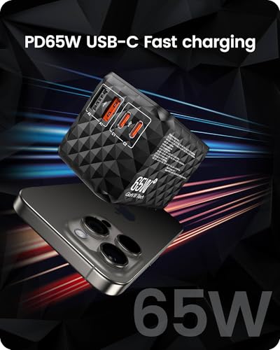 Image of LENCENT 65W Universal Travel Adapter, GaN International Fast Charger 2 USB-A & 2 USB-C Power Plug Converter, Power Outlet Adapter for Phones,Laptops, All in One Travel Essentials for EU /USA /UK /AU