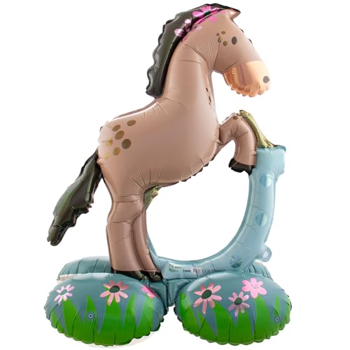Folat 62938 Stehend Folienballon Pferd Pony Stehender Folienballon - Pferd - 53 x 74 cm Kindergeburtstag Deko, Reiter