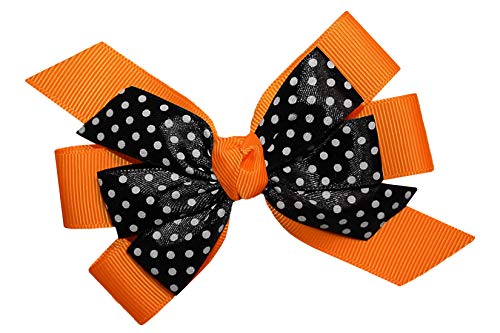 Wd2U Girls 4.5" Black Dotted Grosgrain Boutique Hair Bow On Alligator Clip Usa (Tangerine Orange) #TOP11