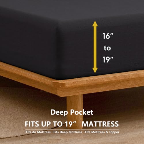 BESTOUCH Twin Washed Cotton Linen Feel Sheet Set 3pc Deep Black by BESTOUCH - Used condition - Image 7