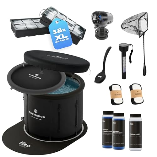 Image of The Pod Company Standard Ice Pod Complete Cold Plunge Bundle - 84-Gallon Portable Ice Bath with 36 XL Ice Trays, Insulated Lid & Cover, Water Jet, Maintenance & Cleaning Kit, Thermometer & Floor Mat