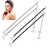 Syhood 2 Pairs Rhinestone Bra Strap Adjustable Rhinestone Invisible Shoulder Strap Anti-Skid Belt for Bra Tops(2X-Large,Black and Silver)