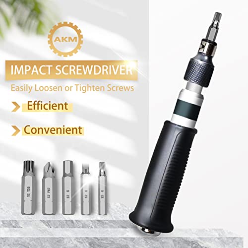 Image of AKM Hand Manual Reversible Impact Driver Set Extractor Impact Screwdriver S2 Steel Much More Durable Disengage Rusted Fasteners or Frozen Bolts (1 /4 inch Driver)