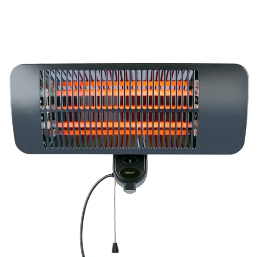 alpina Chauffage de Terrasse Suspendu Chauffage Extérieur Terrasse 2000W 3 Niveaux - Chauffage Extérieur Électrique IP34 avec Lampe Chauffante Infrarouge - Chauffage Terrasse