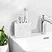 Diatomite Toothbrush Holder 2 Slots Tooth Brush Holder for Bathroom, Kids Electric Toothbrush and Toothpaste Organizer for Countertop, Shower, Vanity, Marble White