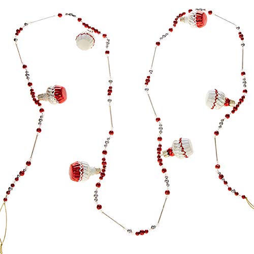 Raz Imports 6' Cupcake Garland With Beads Glass Red And White Vintage Style For Christmas Tree G3922831 #TOP8