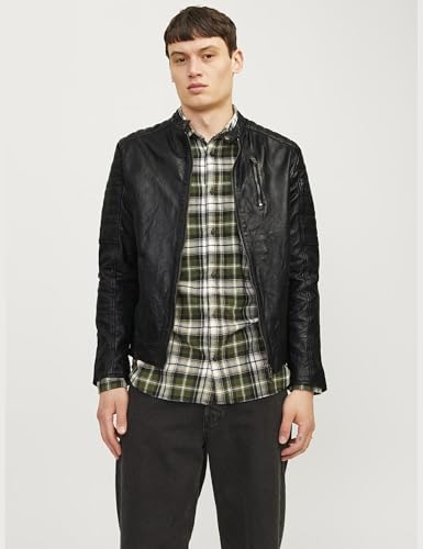JACK&JONES Herren JJERICHARD Leather Jacket NOOS Lederjacke, Black, S – Ansicht 2