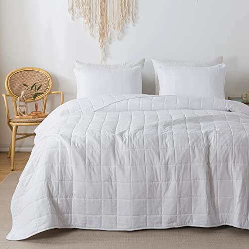 B2Ever White Quilt King Size Bedding Sets With Pillow Shams, Lightweight Soft Bedspread Coverlet, Quilted Blanket Thin Comforter Bed Cover For All Season Spring Summer, 3 Pieces, 104X90 Inches #TOP1
