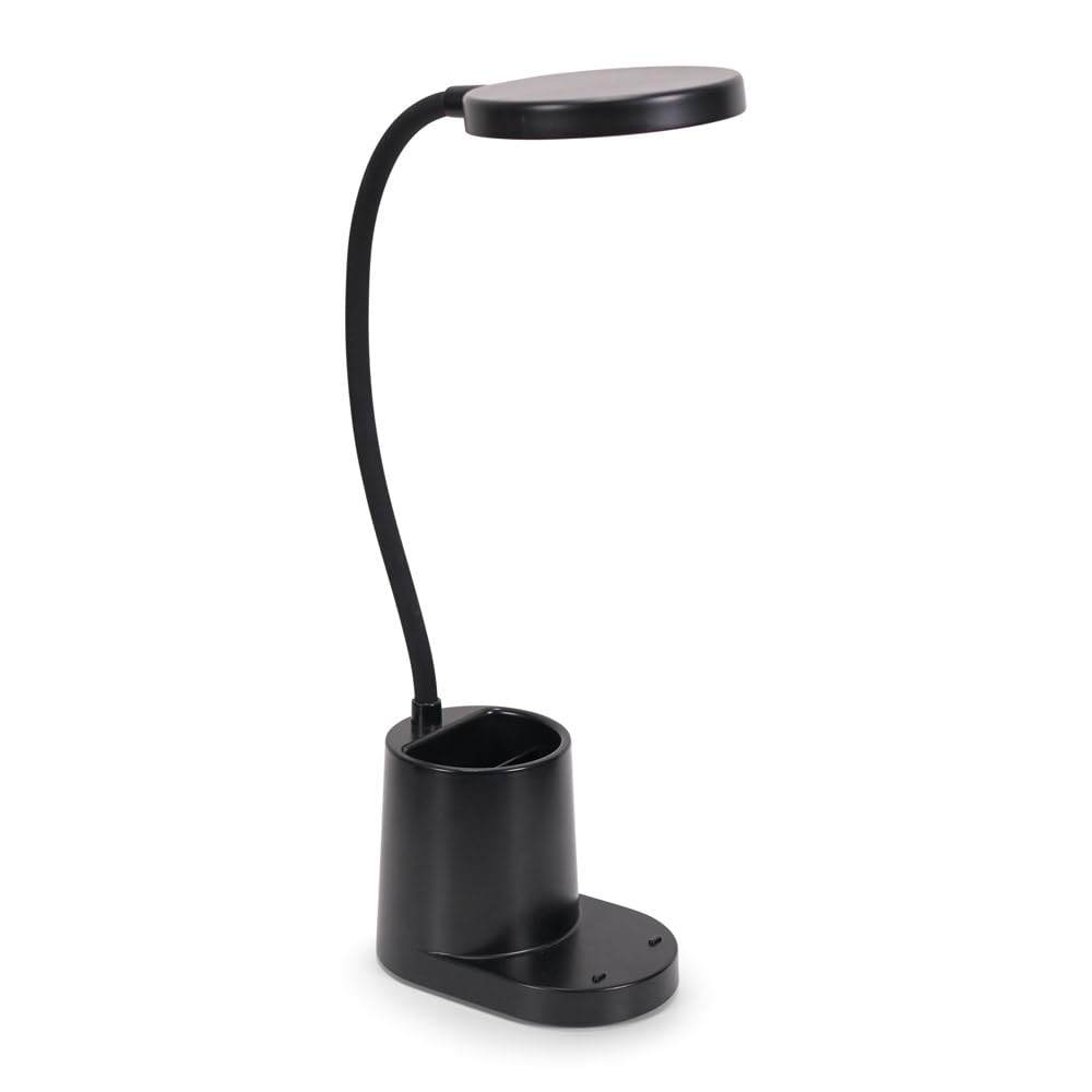ValueLights | Black Rechargeable Goose Neck Dimmable Desk Lamp with Pen Holder Dimmable Flexible Reading Task Light | Table Lamps, Home Décor & Improvement Essential
