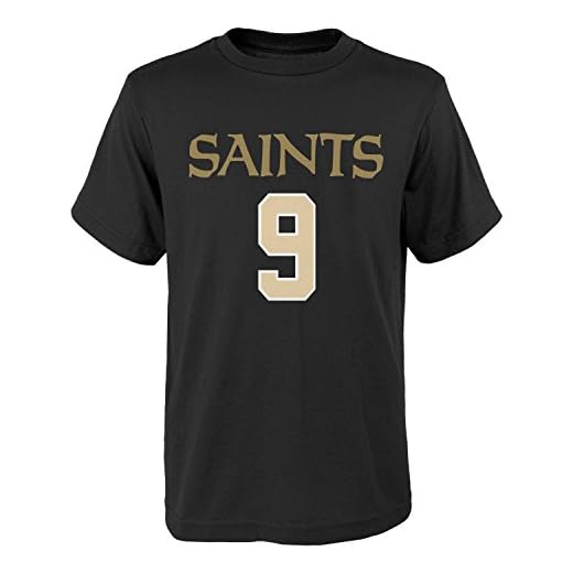 Outerstuff Drew Brees New Orleans Saints Youth Mainliner Jersey Name and Number T-Shirt Large 14-16