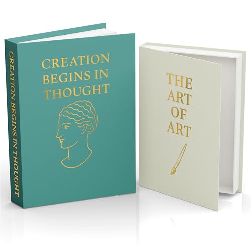 Nuwadoy Fake books for decoration - Set of Two - Cardboard and linen - Decor Books for coffee table - Decorative boxes for home decor aesthetic - box storage (Art of Art)