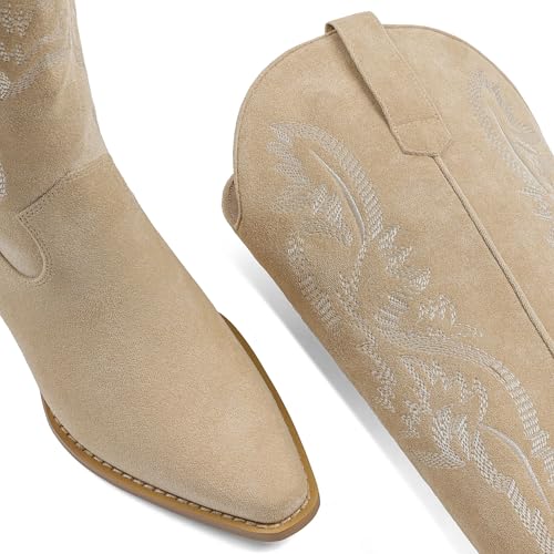 Erocalli Knee High Boots Women Cowgirl Cowboy Western Fall Chunky Block High Heel Tall Long Fashion Boot Side Zipper