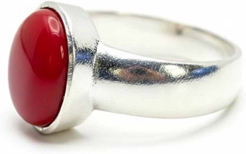 Genuine Oval Shape Cabochon Sterling Silver Pink Ruby Ring For Chakra Healing Size 4-13