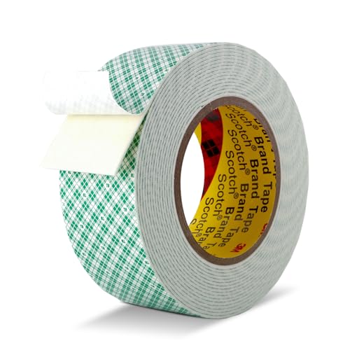 Image of Double Sided Tape Off White Foam Tape 2 inch x 18Ft Made of 3M 4032 High Shear Adhesive Mounting Tape High Temperature Resistance for Interior Exterior Mounting Applications and Home Office Deco