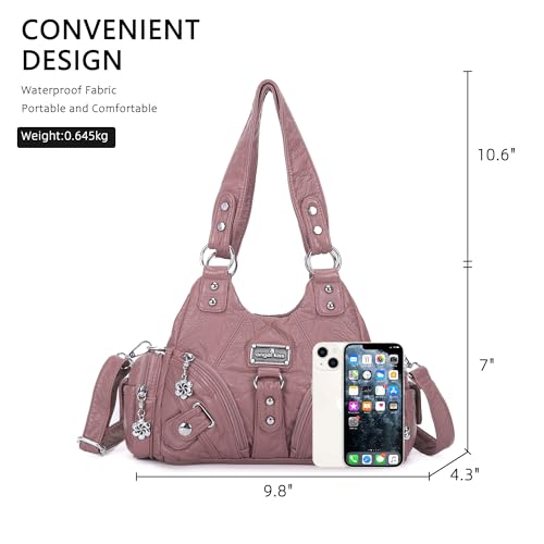 Image of Angel Kiss Purses for Women Small Hobo Shoulder Bags Vagen Leather Multi-Pocket Tote Bag with Zipper