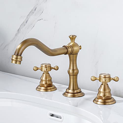 Robinet de lavabo de salle de bain de prestige en laiton massif avec fixations à trois trous