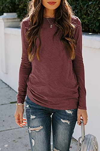 Womens Long Sleeve T Shirts Crewneck 2022 Fall Tunic Tops Fitted Shirts Basic Cute Tee Sweatshirts Underscrub shirt