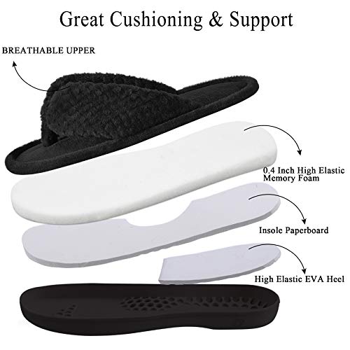 DL Women's Flip Flop Memory Foam Slippers with Cozy Terry Lining Soft Thong Slippers Slip on House Shoes with Indoor Outdoor Arch Support Rubber Sole4