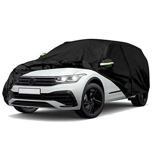 Autoabdeckung Wasserdicht für VW TROC 2017–2025, Atmungsaktiv Vollgarage Auto Abdeckplane für Regen Sonne Staub Schutz mit Reißverschluss, Schwarz Autohülle für den Innen und Außenbereich