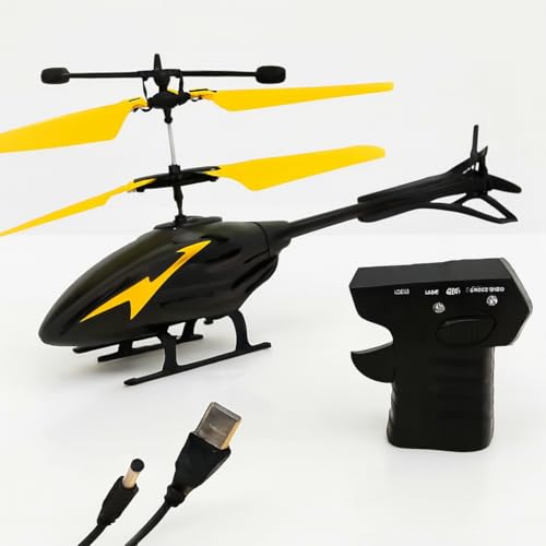 Image of Gravity Sensor Helicopter Toy for Boys with Safety Sensor, Indoor Palm Sensing, Rechargeable with LED Lights I Pack of 1 (Black YEL Gun)