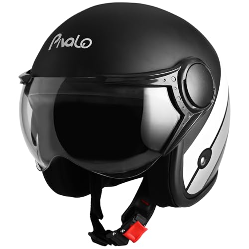 Image of Pivalo 580MM Star Half Face Helmet with Outer Clear Visor Matt Finish Scratch Resistant Open-Face for Bike Scooty Riding Men and Women - Pack of 1
