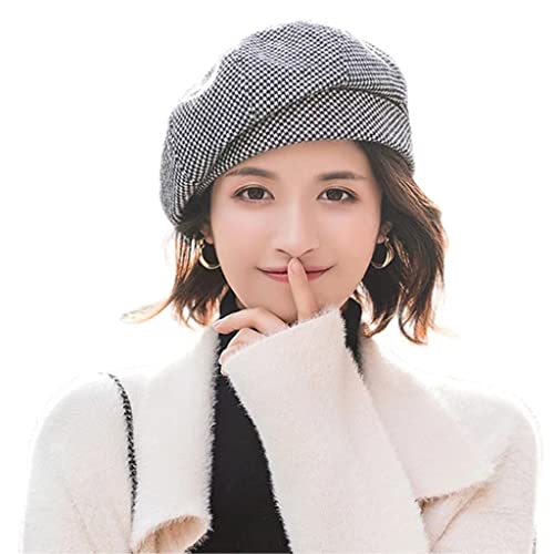 MECOCO Women's French Beret Painter Cap Winter Solid Color (Black 2)