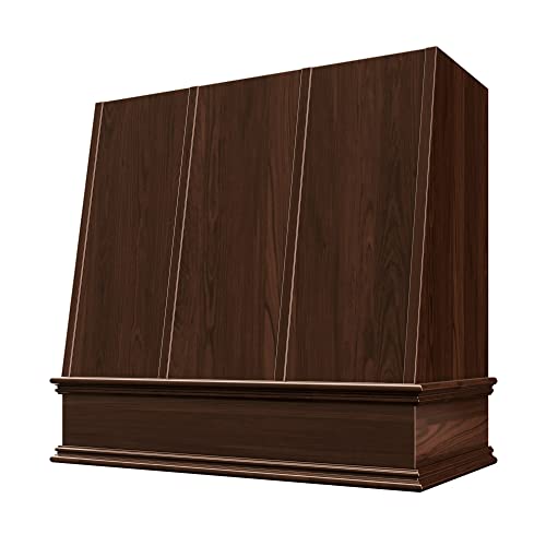 Wood Range Hood Curved Front with Decorative Molding | Custom Wall Mount Kitchen Vent Cover for Dream Kitchen | Plywood & Maple Veneer | (37.5 W x 48 H inches)