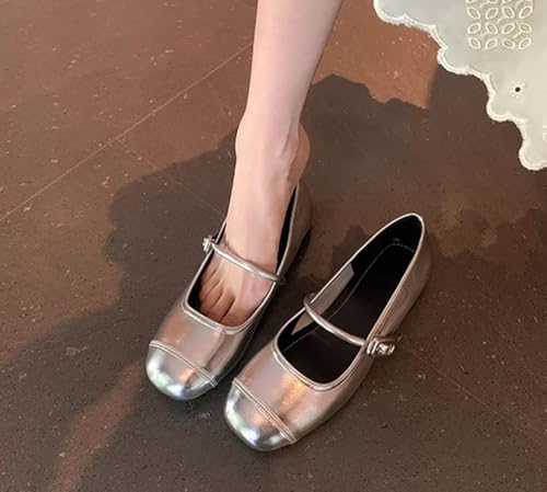 Niction Mary Jane Shoes Flats for Women PU Leather Round Toe Buckle Adjustable Strap Comfortable Slip on Ballet Dressy Flats for Work Casual Shoes3