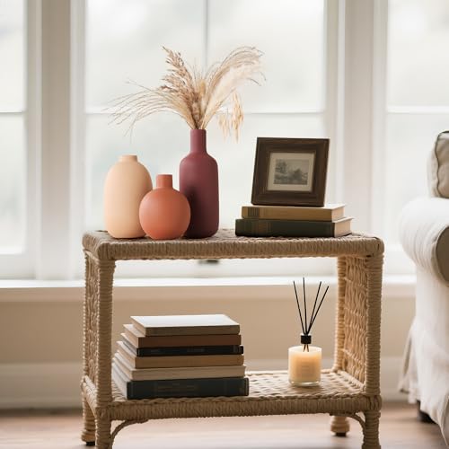 Ceramic Modern Vase for Home Decor Farmhouse Vases Set of 3 Terracotta Decorative Pottery Boho Vases for Pampas Grass Living Room Kitchen Bedroom Entryway Mantel Decor - Image 8