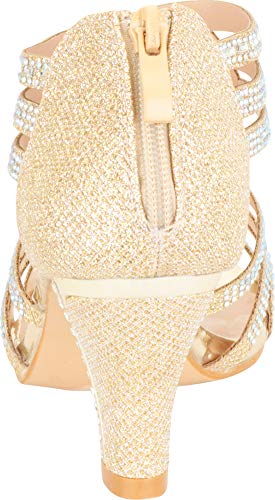 Cambridge Select Women's Open Toe Strappy Cutout Crystal Rhinestone Mid Heel Sandal,8.5 B(M) US,Champagne Glitter - Image 3