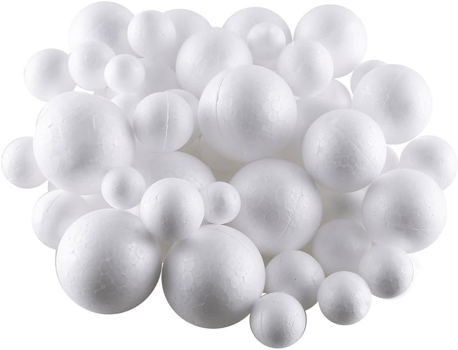 Craftplay Polystyrene Balls Jumbo Pack | White | Assorted Sizes | Pack of 100 Balls! | Poly Spheres