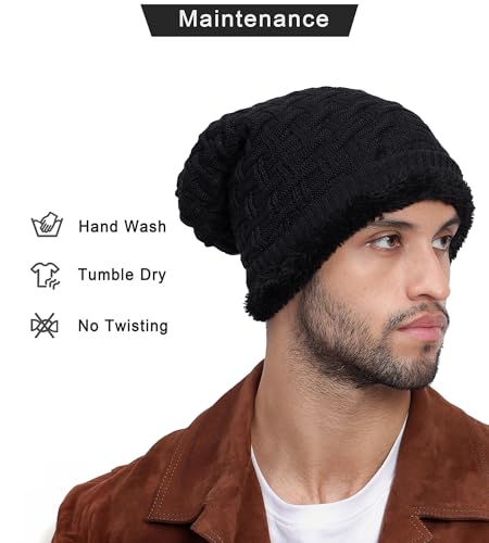FREECULTR Unisex Premium Beanie Cap for Men Women Skull Slouchy Winter Woolen Knitted Inside Fur Caps (Pack of 1) - Image 6