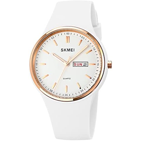 PASOY Fashion Simple Women's Watches Silicone Rose Gold Big Dial Sports Outdoor Watches for Women Analog White Reloj de Mujer Cover