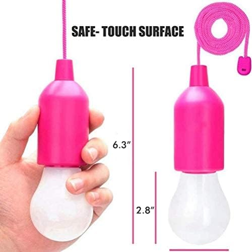 LED Pull Cord Light Bulb,8PCS Portable LED Bulb Light Battery Operated Pull-Rope Lamp for Indoor Outdoor Camping Parties BBQ's Decoration