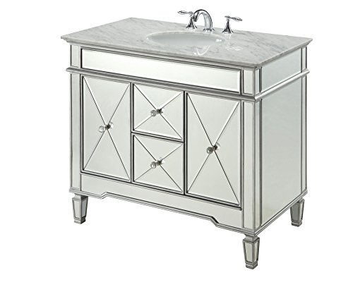 44” Carrara Marble All-Mirrored Reflection Adelia Bathroom Sink Vanity Dh13Q355 #TOP4