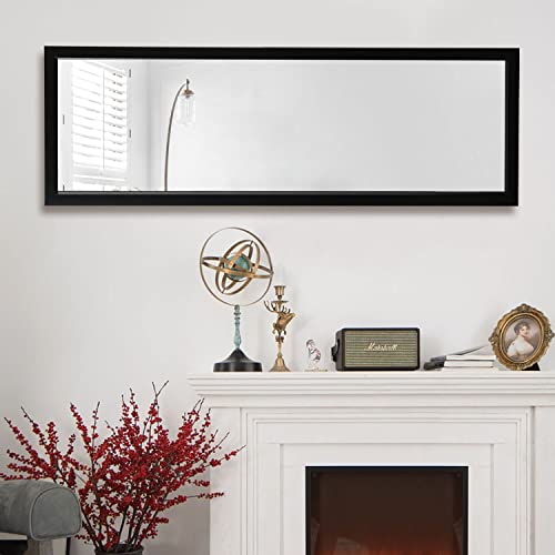 Image of NeuType Over The Door Mirror Full Length - Hanging, Leaning, or Wall-Mounted, 51 inchx16 inch, Black, No Stand