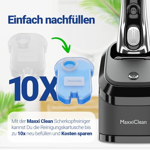 Maxxi Clean | Nettoyant pour tête de rasage pour cartouche de nettoyage | 750 ml de liquide de recharge | Liquide pour rasoir compatible avec la station Braun | Spray avec parfum d'Aloe Vera – vue 2