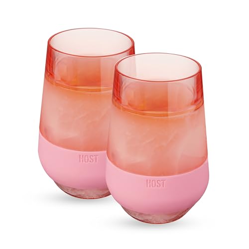 Image of HOST Freeze XL Cooling Cup in Double Walled Insulated Freezable Drink Chilling Tumbler with Freezing Gel, 12 Ounces - Set of 2, Pink