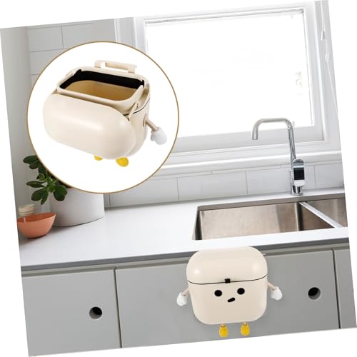 Caneca de Basura de Pared con Tapa Beige de Plástico miniatura 2