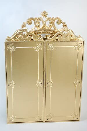 ★美品★ ゴールド　アンティーク　三面鏡　賃貸OKの設置でお部屋が一気に雰囲気アップ♡ 楽天市場】鏡 おしゃれ 洗面所 ゴールド 賃貸 壁掛け レトロ ウォール