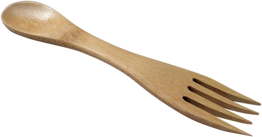FRCOLOR 5pcs Bamboo Spork Eco-friendly Boys and Girls Spoons Forks Spork Combo Utensil for Lunch Box Recyclable Eco-friendly