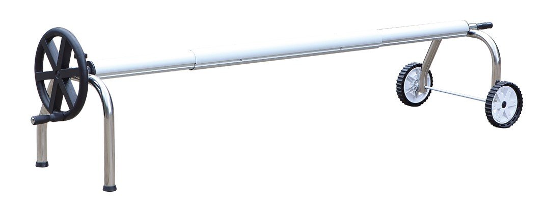 International Pool Protection Enrollador en Acero INOX para Mantas de Burbujas Extensible. para Piscinas de hasta 6.45 Metros de Ancho con Tubo de 82mm de Ø con Soporte en Forma de Arco (n)