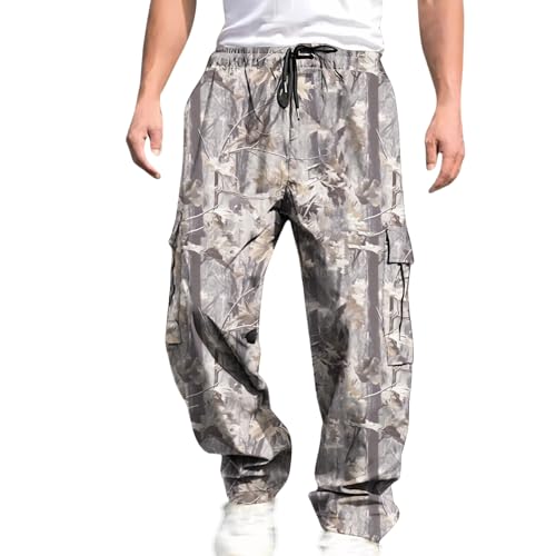 Mens Camo Pants Drawstring Waist Wide Leg Pants Maple Leaf Print Cargo Sweatpants Fashion Y2K Trousers Streetwear2