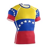 85% poliéster, 15% elastano. Magnesis Camiseta de compresión de manga corta para hombre, diseño de bandera de Venezuela