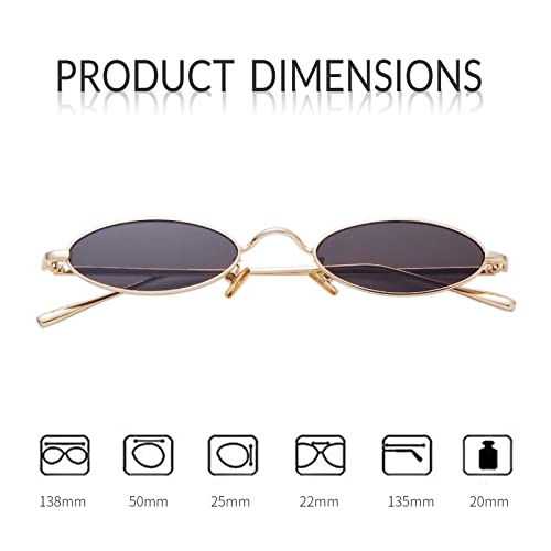 GIFIORE Oval Sunglasses Vintage Retro 90s Tiny Metal Frame Oval Stempunk Sun Glasses for Women Men4