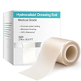 2IN*16.5FT Hydrocolloid Roll for Blister/Wound Care, Less Scar/Painless Removal, Hydrocolloid Bandages for Fast Healing, Medical-Grade, Customizable Dressing, Ultra Absorbent/Waterproof, First Aid Kit