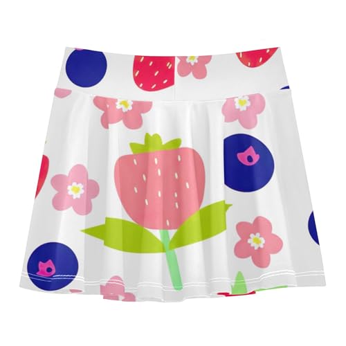 Joisal Colorful Strawberries Pink Toddler Tennis Skirts Children Athletic Shorts Girls Skorts Girl Skort 4t2